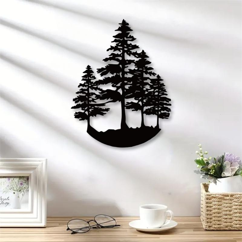 Black Metal Tree Decors Stylishs Iron Wall Plaques Wall Sign for Indoor and Outdoor Use Wall Decorations 23.4x30cm