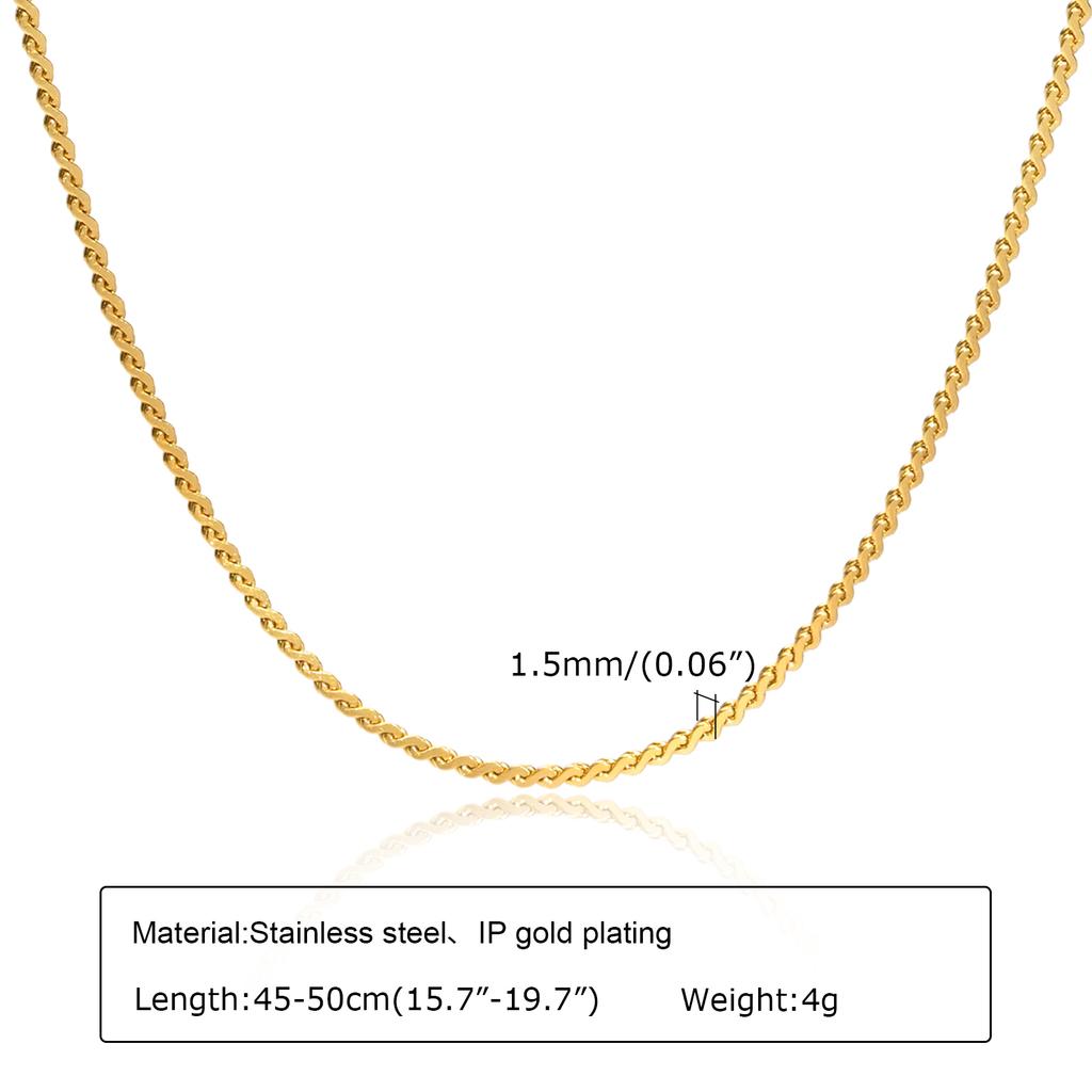 Classic Square Handmade Chain Necklace for Women,Stainless Steel Round Snake Chain Choker Necklace,Water Wave Bead Chain Jewelry