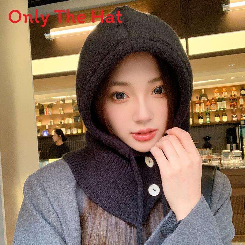 Knitted Winter Hat With Neck Protector For Women And Men Stylish Warmth чёрный