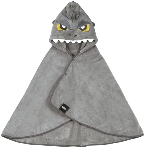 Skater Kids' Bath Poncho with Hood, Quick-Drying, 108 X 92cm, Godzilla Design, Boys' BPO1-A