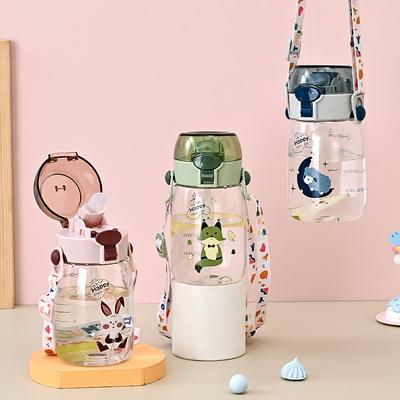 Water Bottle Strictly Selected Popular Children's Water Cup Cute Cartoon New Plastic Cup Wholesale Water Cup Simple Strap Straw Cup