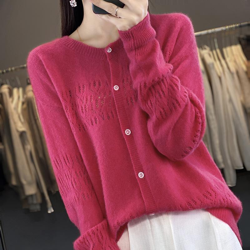 QingHe Cashmere Women's 30% Cashmere Cardigan - Soft & Warm Wool Blend Sweater