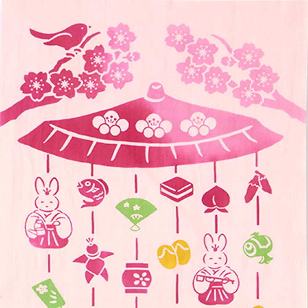 JIKAN STYLE Kenema Tenugui Rabbit and Hina Made in 35 x 90 50279 (Hand Towel) - Doll, Chū-dyed, Japan, 100% Cotton, Approx. cm,