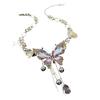 Dazzling Allover Crystal Butterfly Love Charm Necklace Moving Fringe Detailing Clavicle Chain Adjustable Neckchain