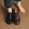 Krazing Pot Sheepskin Autumn Winter Shoes Chunky Heels Size 43 Size 42 Round Toe Lace Up Deep Mouth Pumps