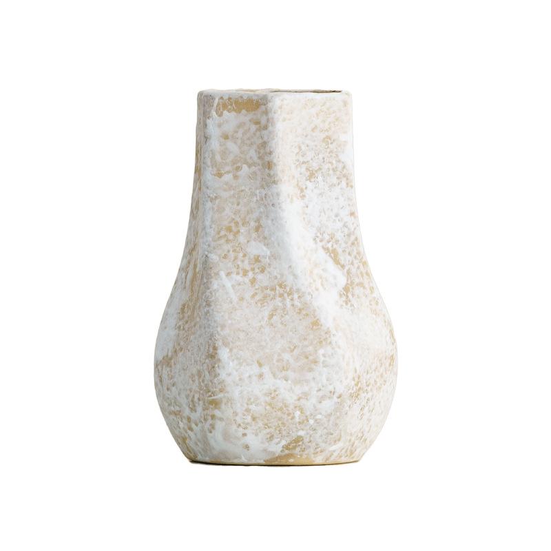 Shu Men Wabi-Sabi Stil Keramikkrug: Retro-Musterung, verwitterte Textur, Trockenblumen-Vase für Wohnzimmer- oder Esstisch-Dekoration