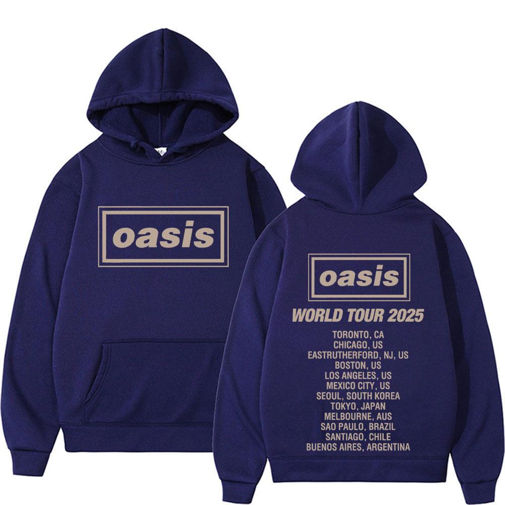 Rock Band O-Oasis World Tour 2025 Double Sided Graphics Hoodies Men's 90s Vintage Hip Hop Pop Music Hoodie Oversized Sweatshirts