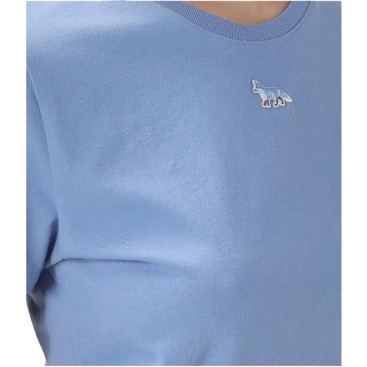Maison Kitsune Baby Fox SS24 Solid Logo Crew Neck Short Sleeve T-Shirt Women Tops Blue MW00105KJ0008-P428