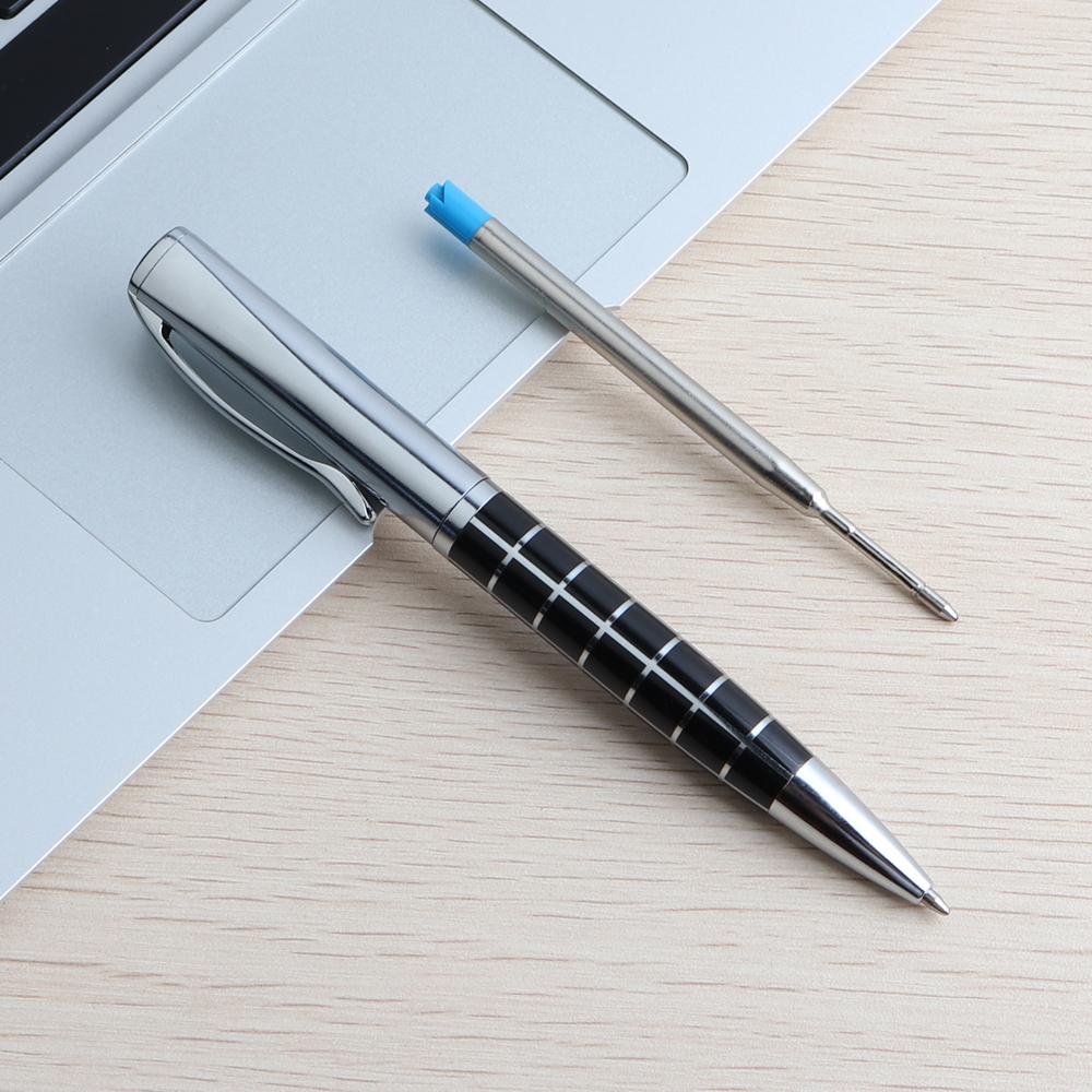 Rotating Metal Ballpoint Pen Stainless Steel Ball Pens For School Office Steel Bar Oil Commercial Stationery Gift