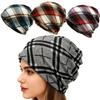 Contrasting Colors Turban Hats Plaid Print Casual Hedging Cap Gifts Pullover Hat  Autumn and Winter