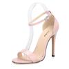 Sandali Sexy con Cinturino alla Caviglia Stampa Leopardo Tacco Alto Donna Punta Aperta Scarpe con Tacco Verniciate Scarpe da Festa