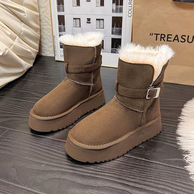 Fashion New Style Fashion Women's Luxury Western Cowboy Boots Winter Fur All-in-One Fleece Cuffed Thickened Snow Boots Zapatos Mujer