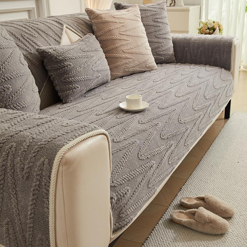 Cotton Velvet Warm Sofa Cushion Modern Light Luxury Thickened Plush New  Winter Leather Sofa Cover Cover Cloth Towel