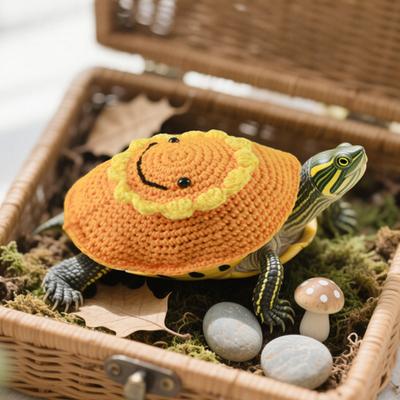 Sunflower Sweater for Turtle Knitted Warm Outfit with Adjustable Strap Winter Tortoise Apparel for Cosplay Party Photo Shoot