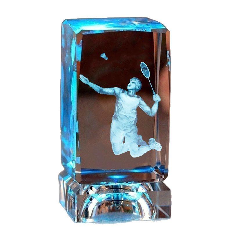 Kreatives Badminton Kristall Leuchtendes Ornament Individuell Graviert Geburtstagsgeschenk Sport Souvenir
