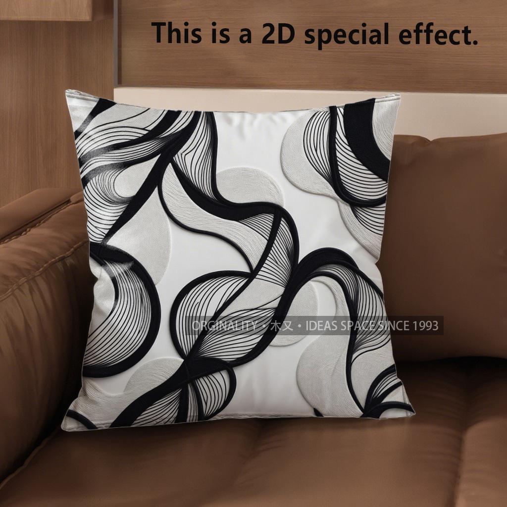 2D Abstract Wave Pattern Digital Print Pillow Covers Pattern Cushion Cover Suitable For Sofa Bedroom Car Pillow Cover