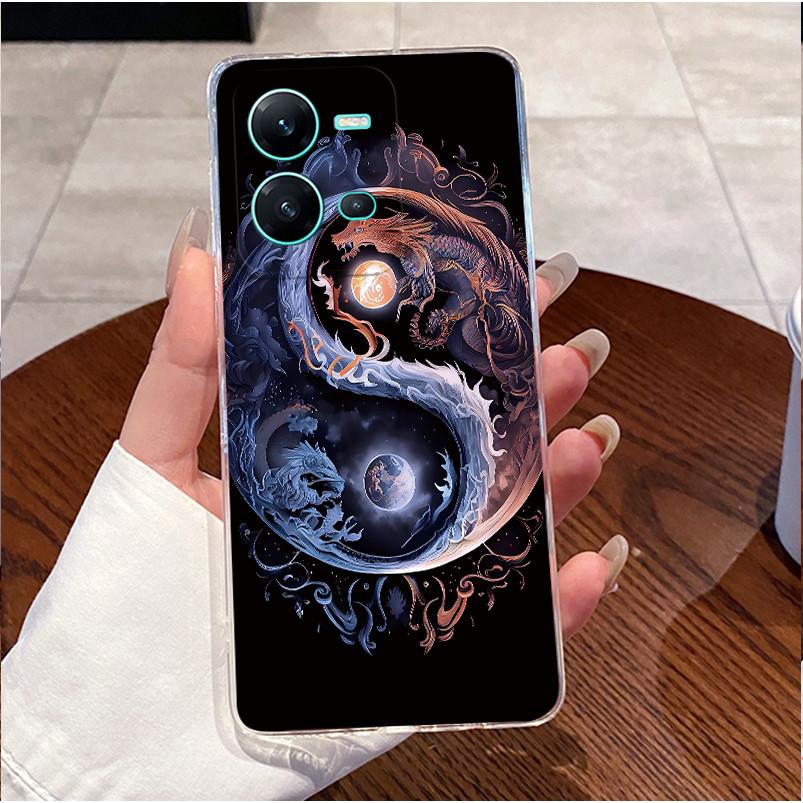 Phone Case For Vivo V25 Y35 Casing Luxury Cute Love Heart Rabbit Funny Pattern Transparent Silicone TPU Soft Shell Back Cover