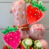 6er-Pack 4D Erdbeerballons, 3 Stück in Rot und Rosenrot, Erdbeer-Folienballons, Geeignet für Geburtstagsfeiern, Mottopartys,
