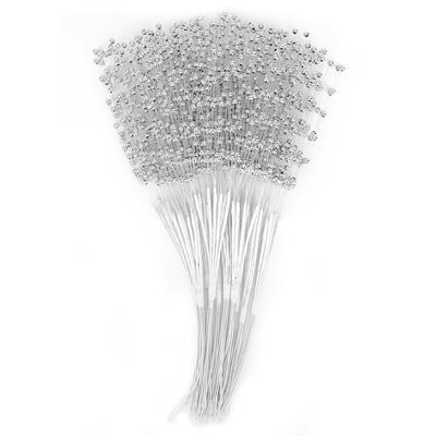 100Pcs Pearls Sticks Wearable ABS DIY Decoration Accessories for Wedding PartySilver