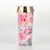 Double Layer Thickened Coffee Cup Insert Card Flower 16Oz Plastic Water Cup Heat Insulation Portable Water Cup