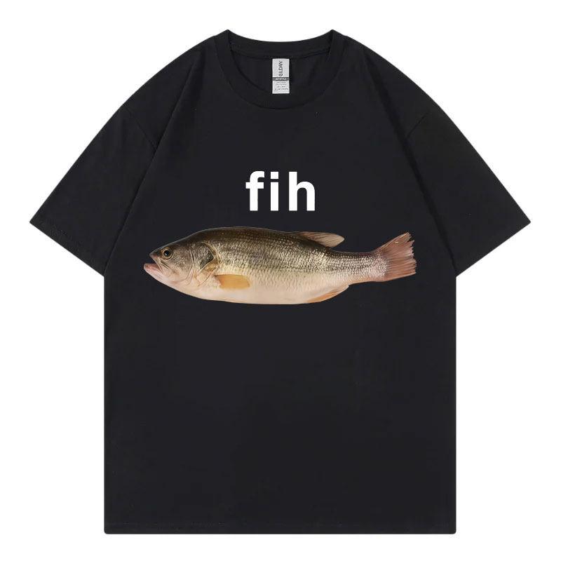 Funny Fih Fish Meme Tshirt High Quality Fashion Short Sleeve T Shirts Unisex Women Casual Loose Cotton Tshirts Summer Streetwear