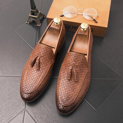 Pánské ležérní boty z pravé kůže značky British Style s třásněmi Pánské ploché boty Pánské špičaté společenské boty