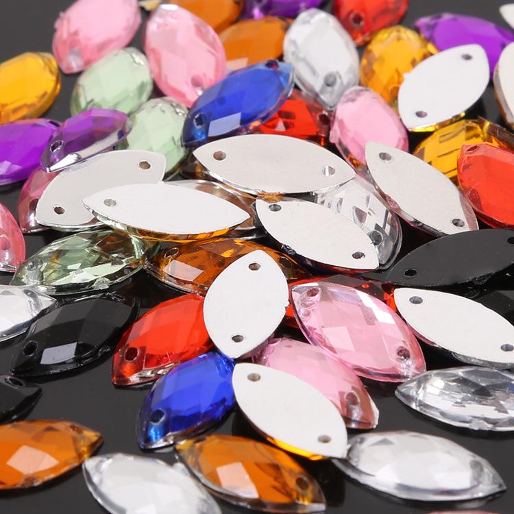 Round Multi-Faceted Acrylic Rhinestones: Double-Hole, Flat-Back Jewelry Accessories