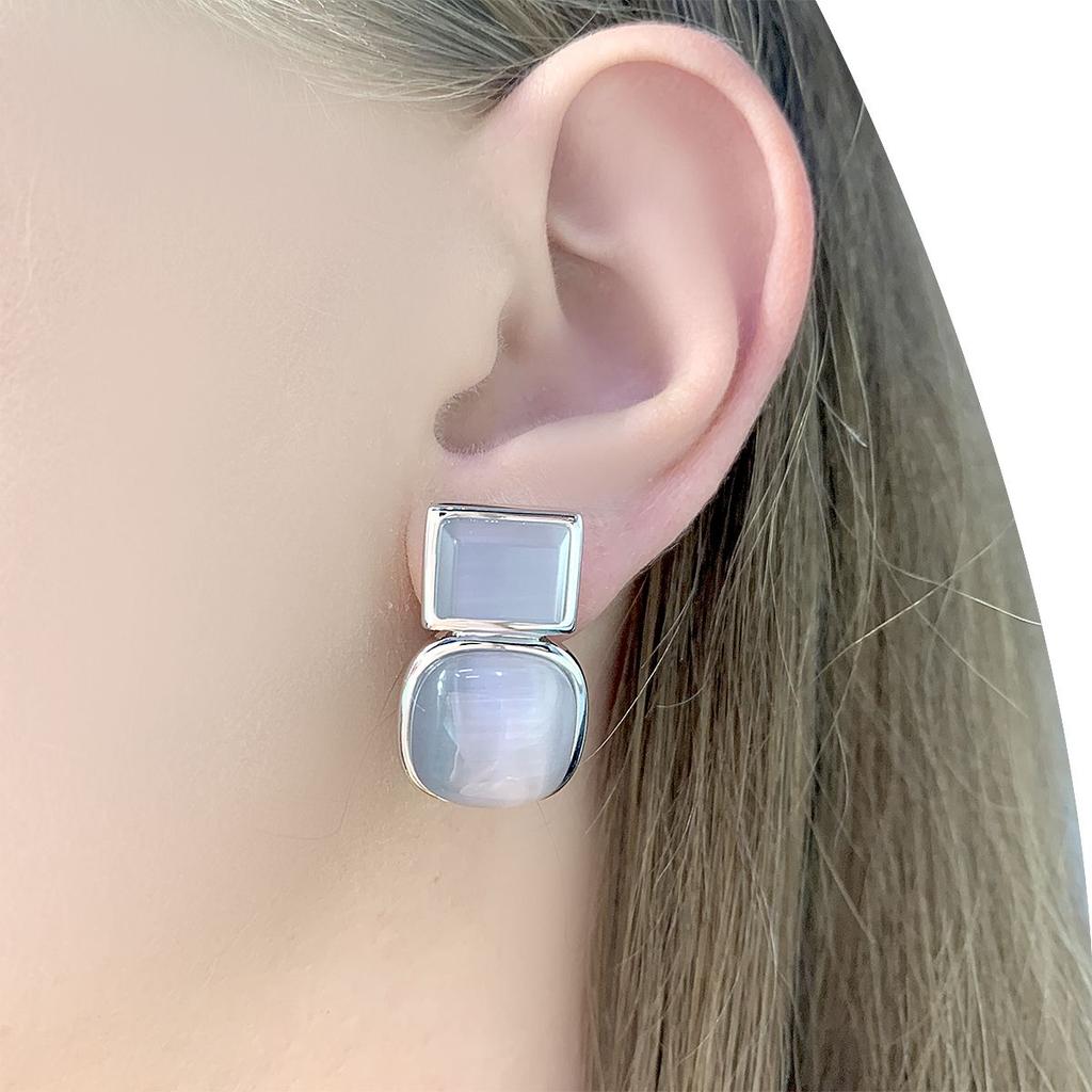 Silver Earrings with Cat's Eye (2054481)