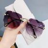 Women Rimless Sunglasses Ocean Lens Irregular Frame UV Protection