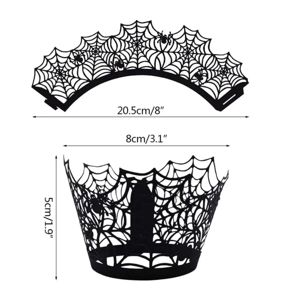 12PCS Cupcake Wrappers Halloween Spider Web Cupcake Liners Baking Cups Decoration Cupcake Liners Dessert Decorations Tool