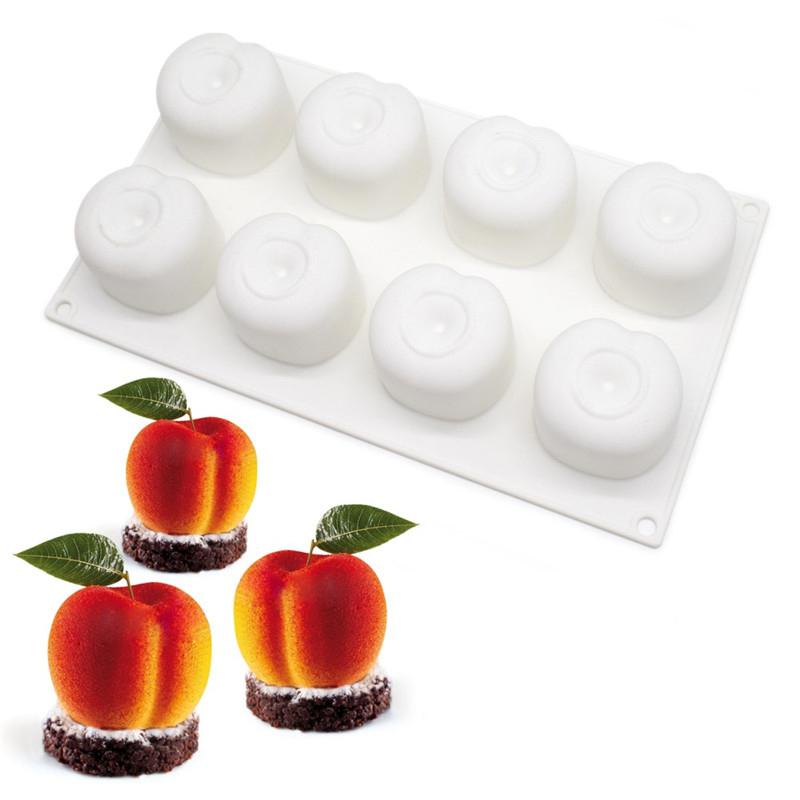 Silicone Cherry Mold 8 Holes Peach 3D Cake Moulds Mousse For Ice Creams Chocolates Pastry Bakeware Dessert Art Pan