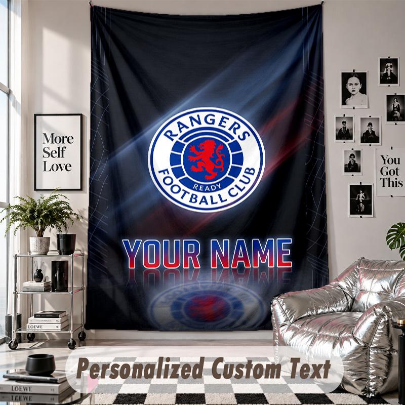 Custom Tapestry Wall Hanging, Rangers FC Personalized Name Text Home Wall Decor