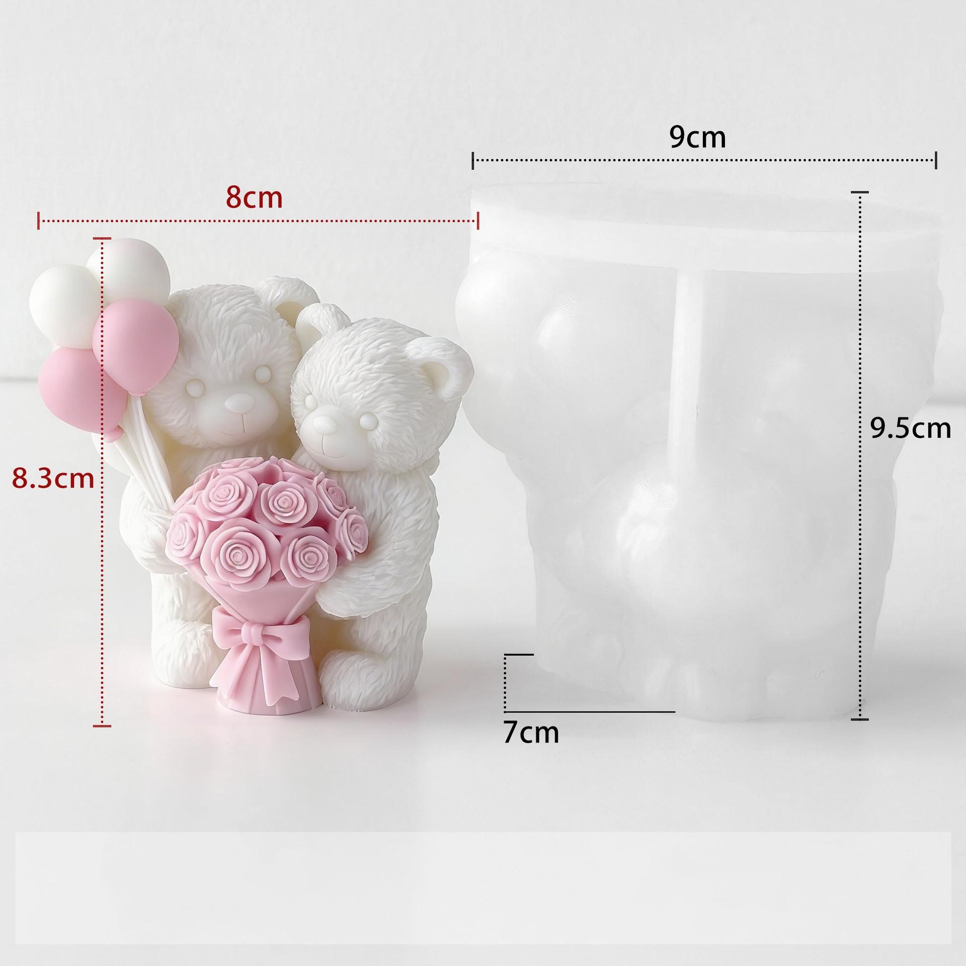Scented Candle Mold  Balloon Candle Mold 3d Couple Bear Silicone Mold Flexible For Weddings Home Decor Diy Craft