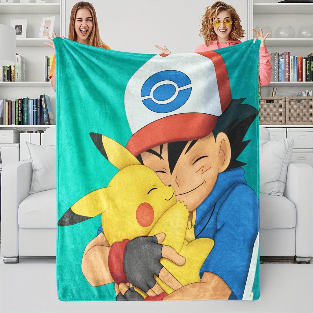 Anime Pokemon Flannel Blanket Cartoon Pikachu Children's Gift Blanket Home Sofa Lunch Break Blankets  Student Throw Blankets