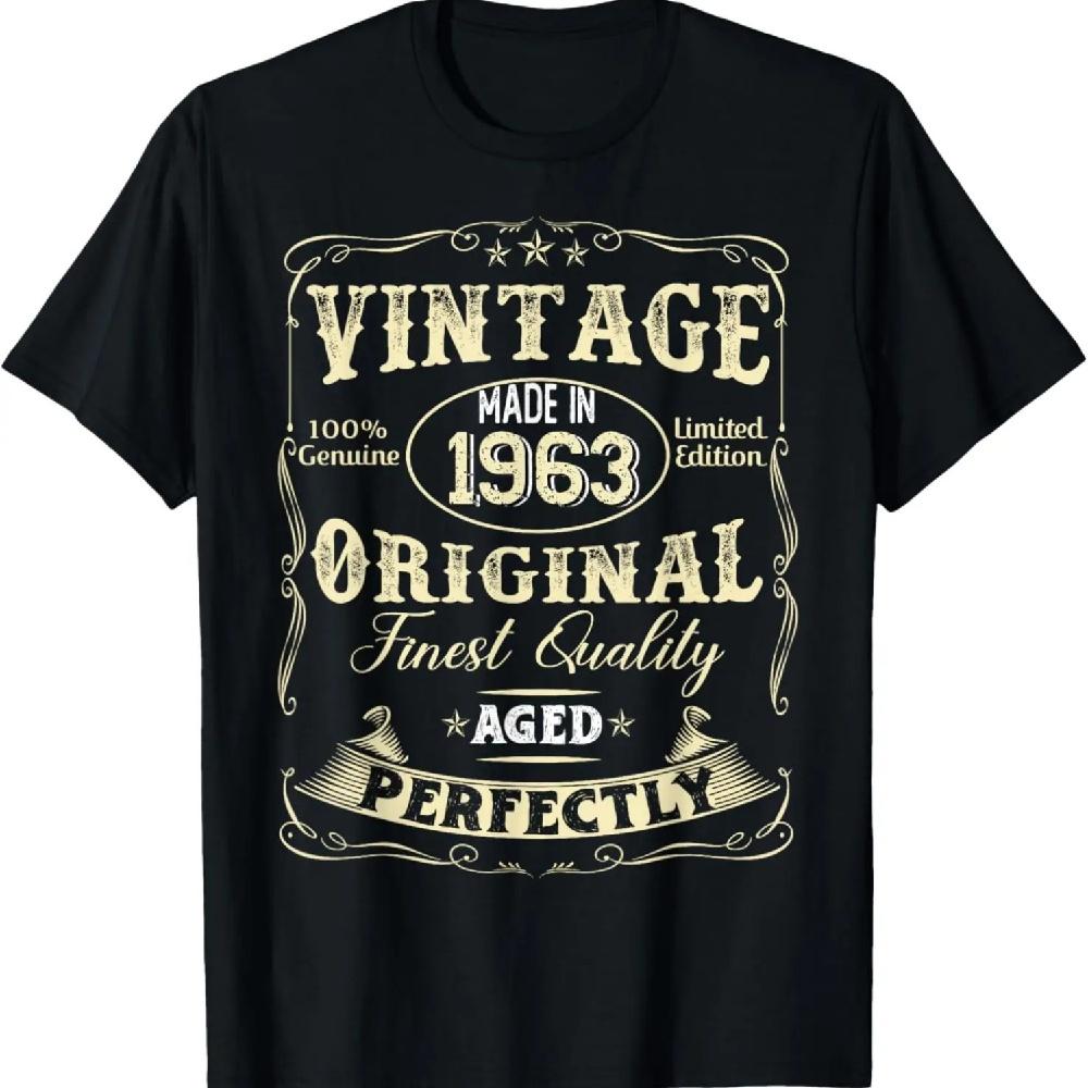 

Vintage 61th Birthday Decorations Men Funny 61 1963 Birthday T-Shirt S