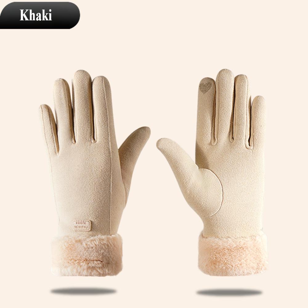 

Теплоаккумулирующие теплые перчатки зимние женские для верховой езды, морозостойкие, от холодного ветра, из махрового хлопка, с сенсорным экраном на указательном пальце хаки