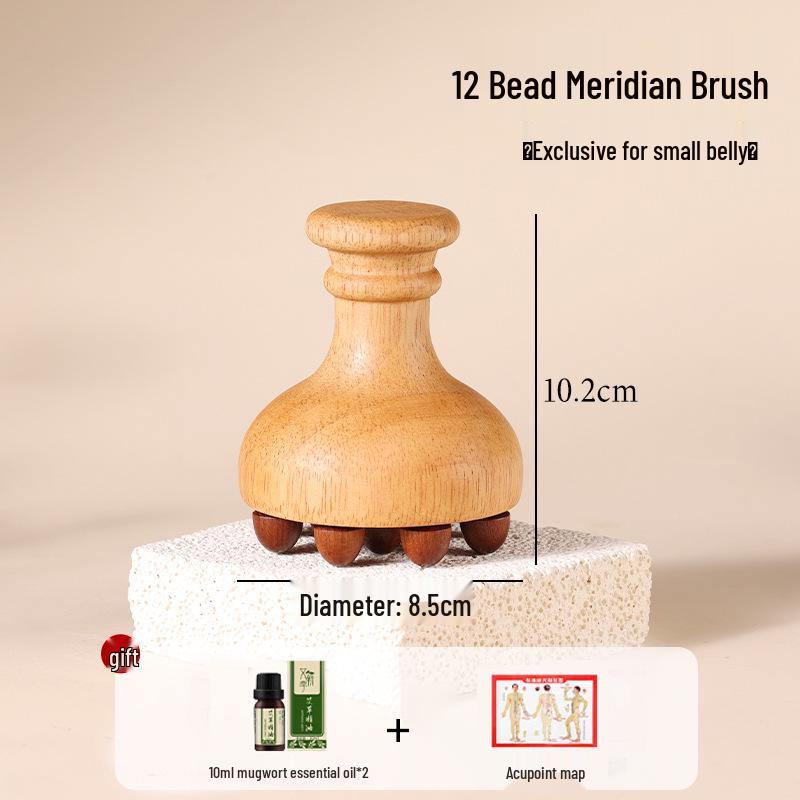 Universelle Eichenholz Meridian Bauchmassagebürste mit Sehnenbürste