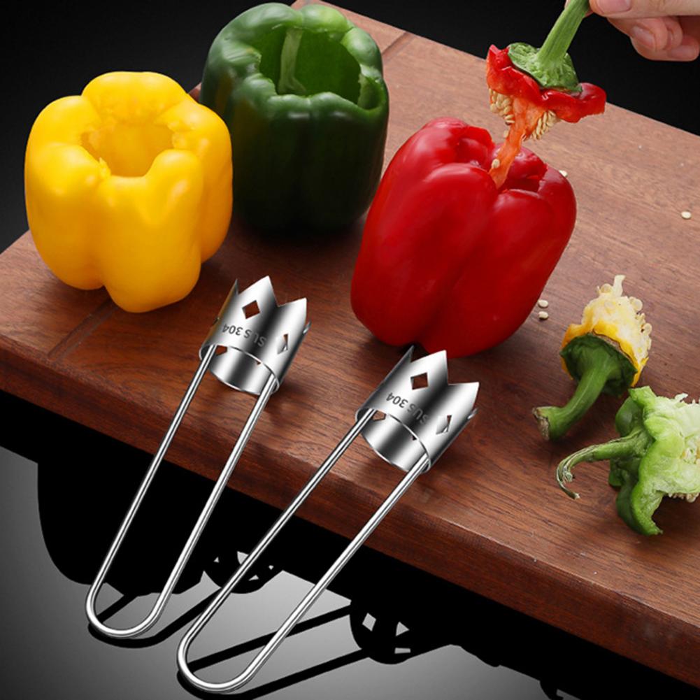 Vegetable Corer Tool Quick Core Removal Device Stainless Steel Bell Pepper Corer Set for Effortless for Deseeding for Easy