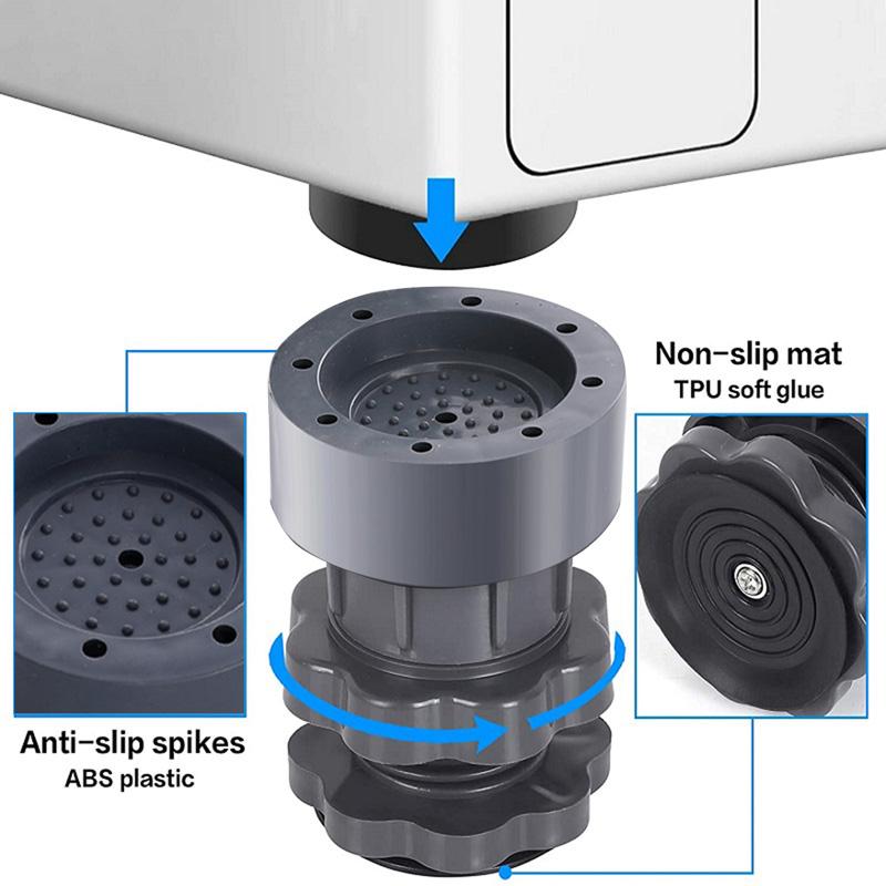 4 Pièces Pieds Réglables pour Machine à Laver Augmenter La Prévention des Marées Antidérapant Amortisseurs de Support pour Machine à Laver Support Meubles