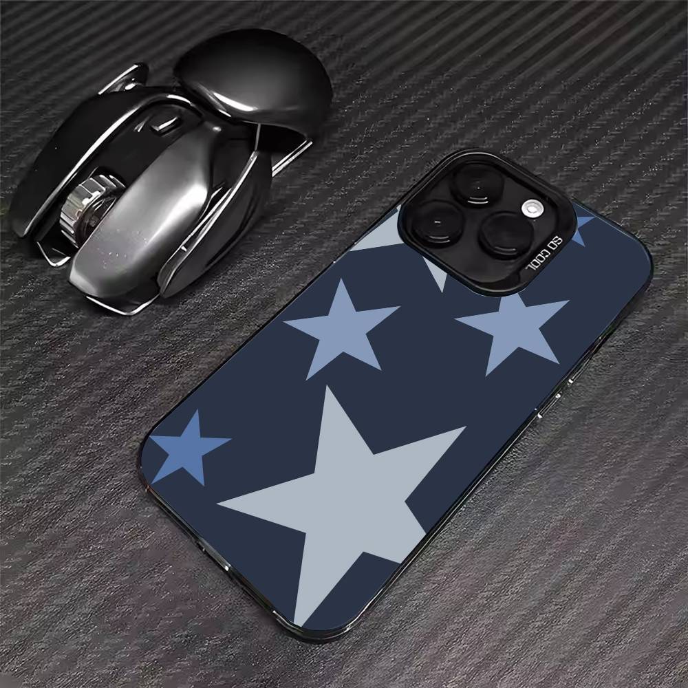Fashion Vintage Large Stars Phone Case For iPhone 17 16 15 14 13 12 11 Pro Max XS Max 7 8 Plus Shockproof Silicone Matte Cover