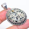 Dalmation Jasper Gemstone 925 Sterling Silver Jewelry Pendant 2.01" SU-10789