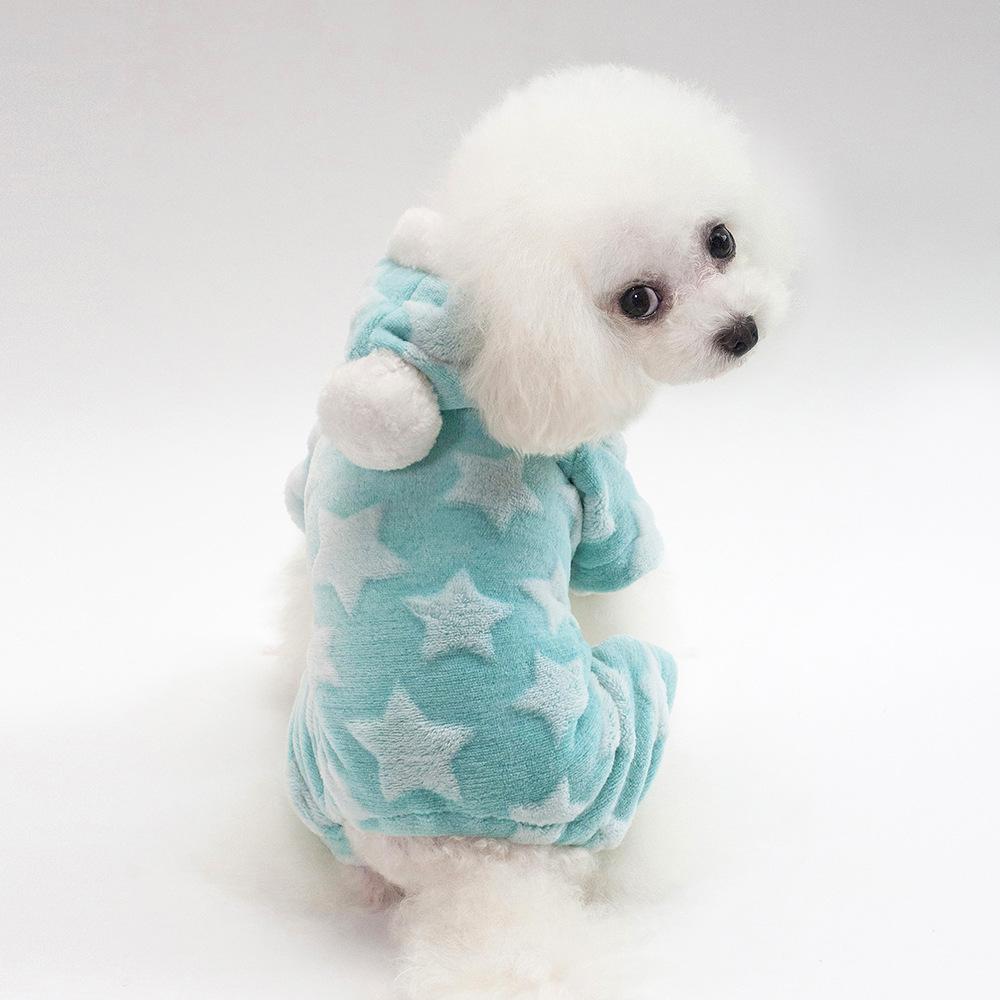 

Star Four-Legged Fleece Pajamas for Dogs - Cozy Pet Clothing for Autumn and Winter Small зелёный