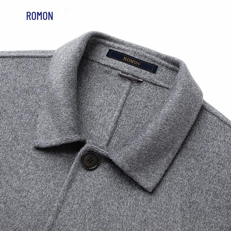 Romon Men's Double-Sided Wool Blend Mid-Length Overcoat