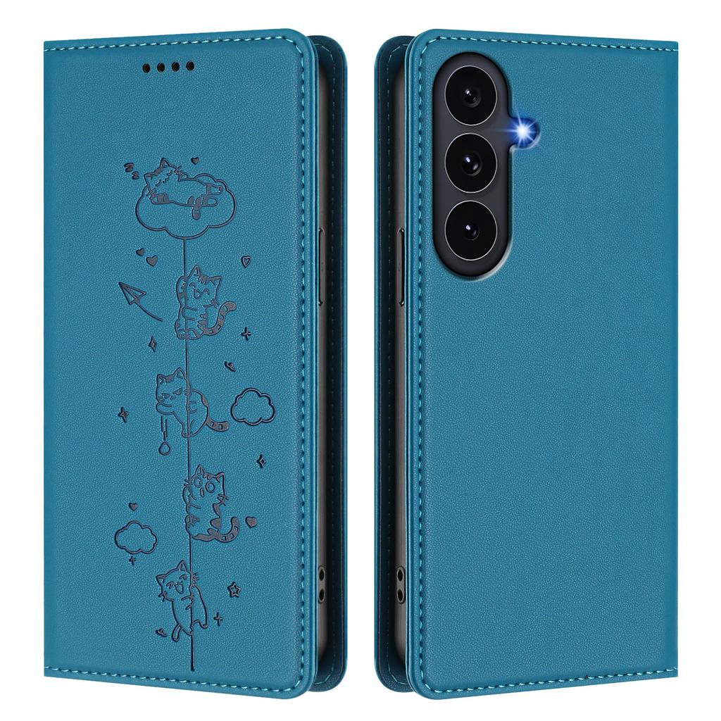 For Samsung Galaxy S25 FE Case RFID Blocking Wallet Stand Imprinted Cat Pattern Leather Phone Cover