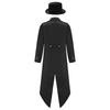 Kids Victorian Costume Retro Renaissance Tailcoat Jacket Gold Buttons Felt Hat Magician Ringmaster Party Outfit