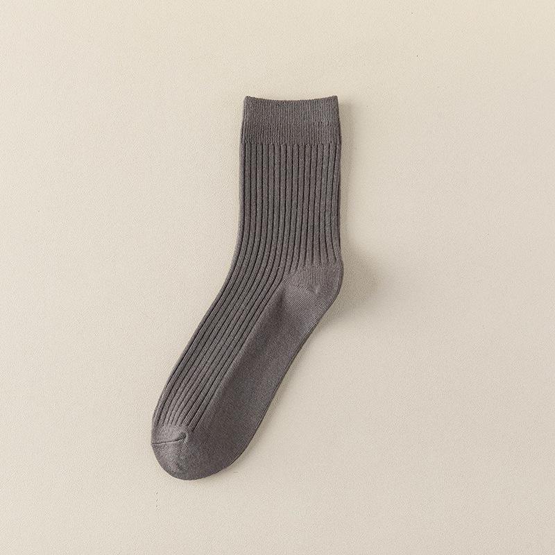 Men's Mid-calf Socks for Autumn and Winter, Breathable and Sweat-absorbing Cotton Socks, Business Sports Solid Color Long Socks