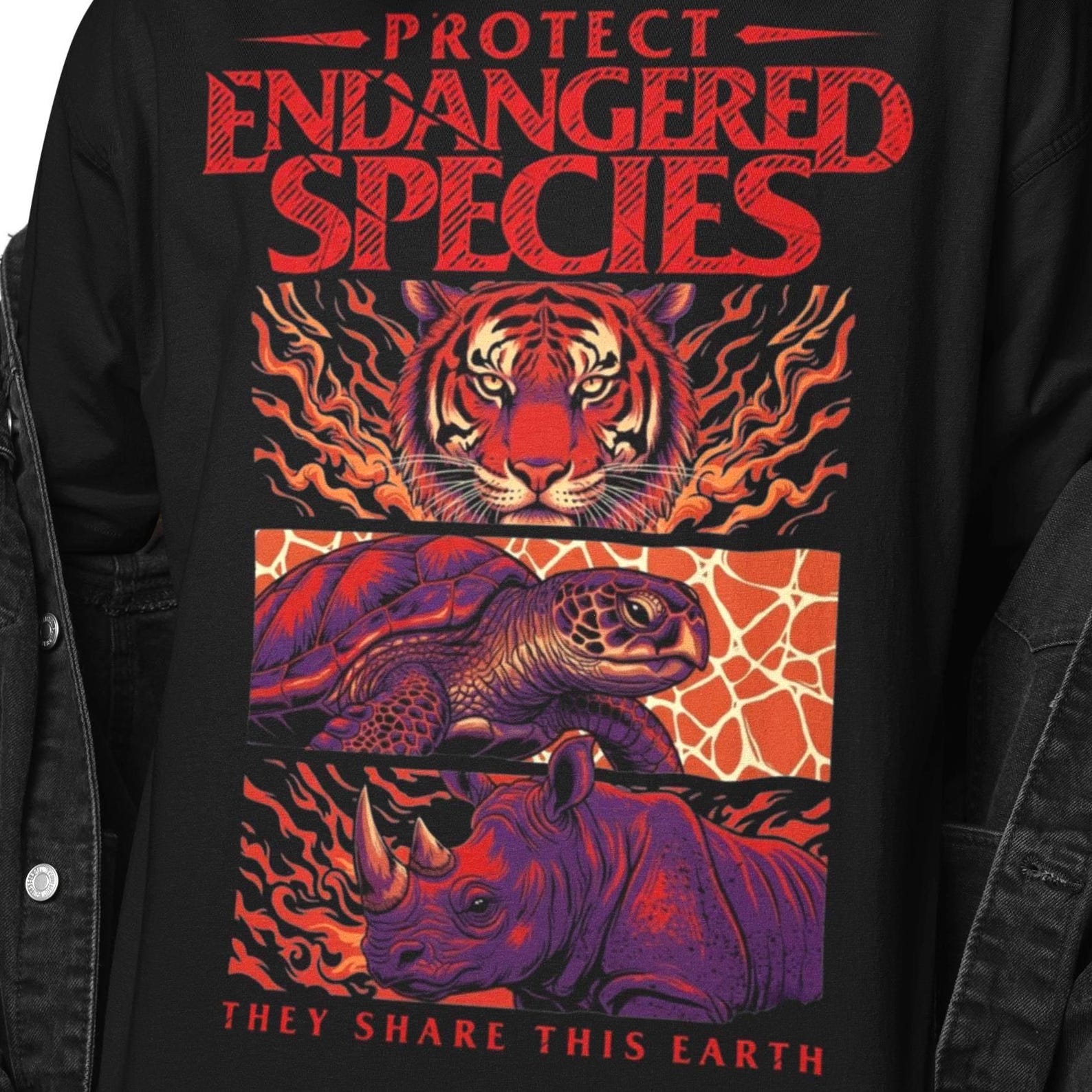 Protect Endangered Species Shirt | Wildlife Conservation Graphic Tee | Save Animals T Shirt L