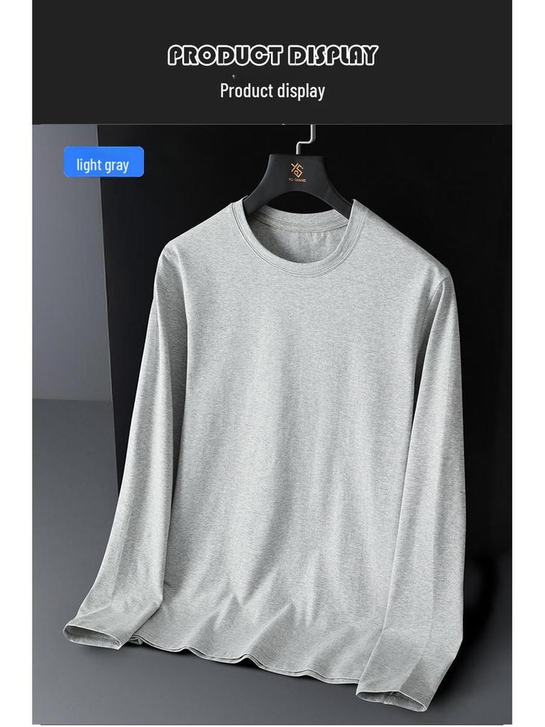 Men's Plus Size Autumn Round Neck Long Sleeve Solid Color Loose Fit T-Shirt