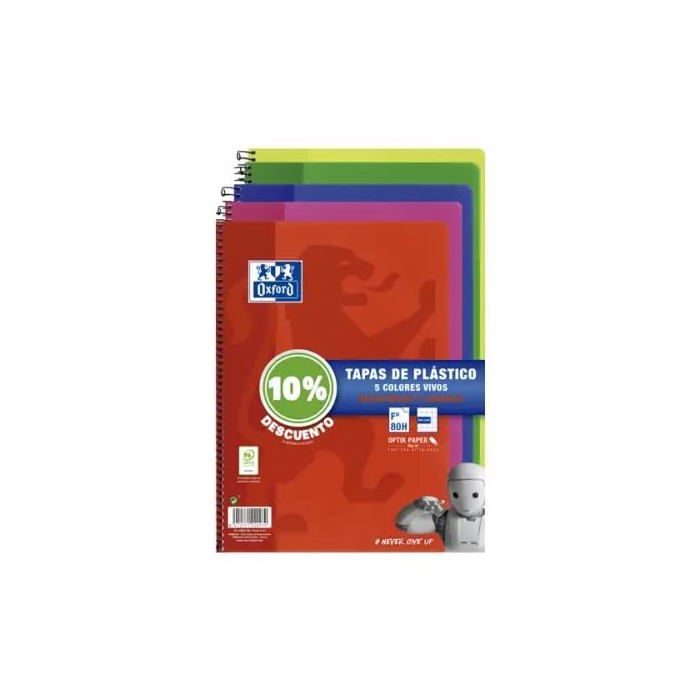 Cahier - Oxford - Multicouleur - A4 - Lot de 5 - Quadrillé - Couverture souple