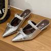 Fashion Wedges Woman Slippers Crystal Elegant Shoes Mid Heels Slingback Pumps Fashion Women Mules Shoes 2025 Summer Dress Mujer Zapatos